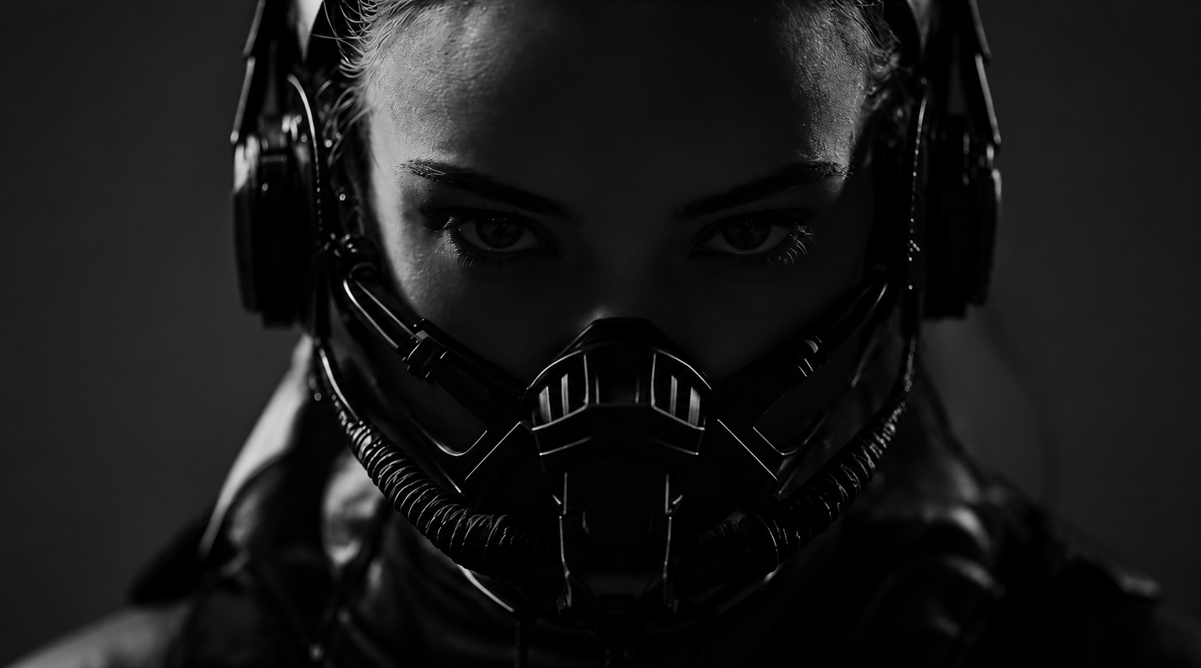 Close-up of a person wearing a cinematic VR headset